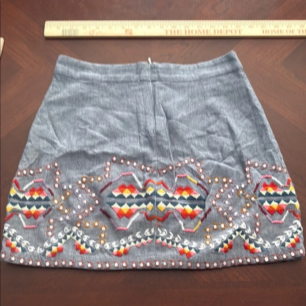 Antik Batik Yellow and Blue Embellished Mini Pencil Skirt Resort Wear